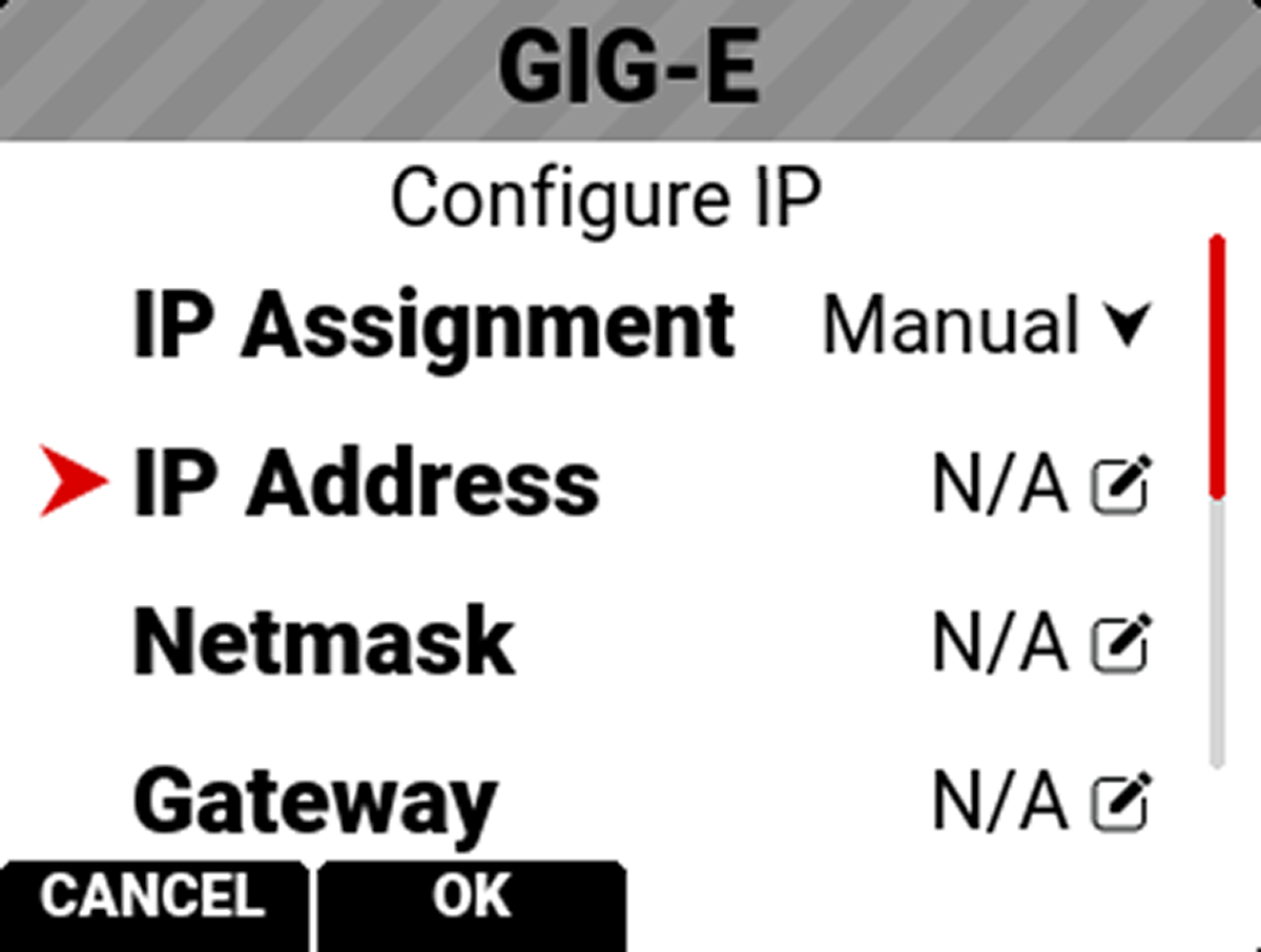 Red V-Raptor GIG-E IP Settings